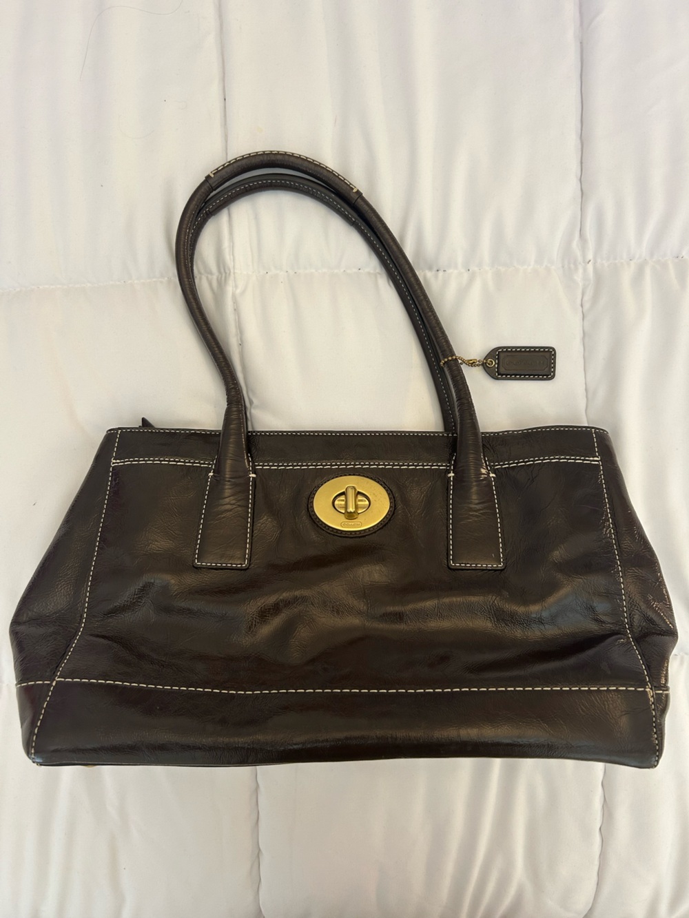 Coach Madeline Dark Brown Leather Satchel Bag